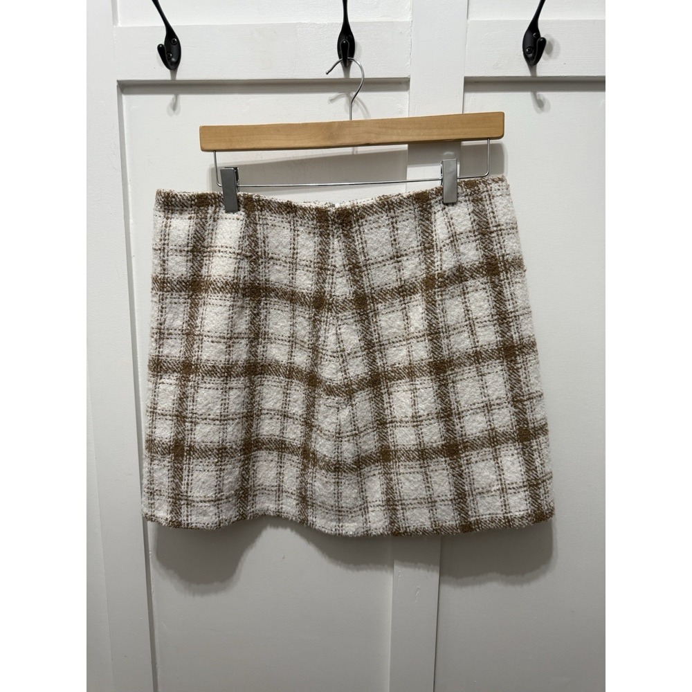 Cupshe Women's Plaid  Maxi Skirt with Size 12 Brown And White Plaid Lined